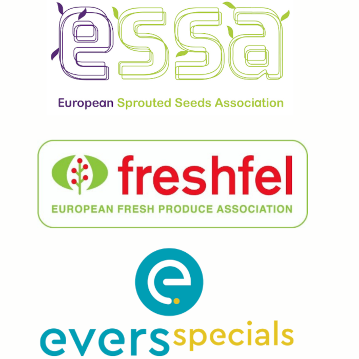 Logo de l'ESSA (Association européenne des producteurs de graines germées), Freshfel (Association européenne des produits frais) et Evers Specials, LE spécialiste de pousses de haricots mungo